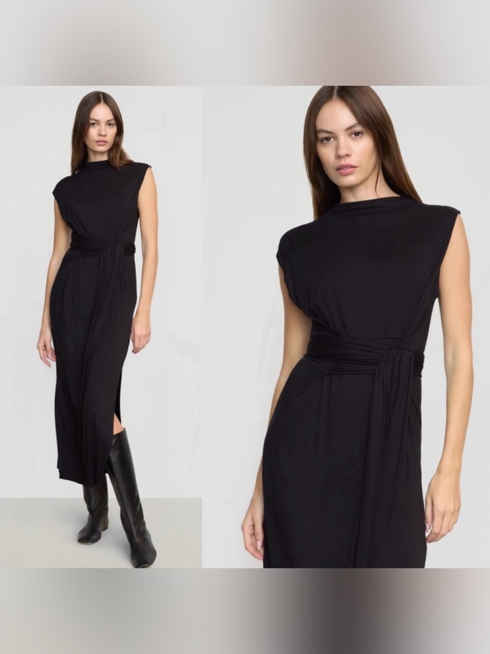 Modern Citizen Navy Vidya Sleeveless Tie-Front Maxi Dress